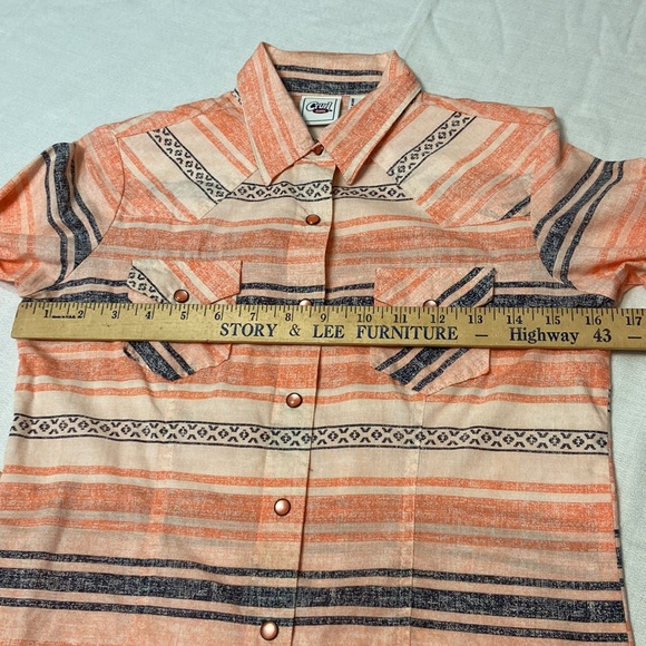 Cruel Girl Western Pearl Snap Cowgirl Shirt in Coral & Black Size XL (12) - Picture 7 of 8